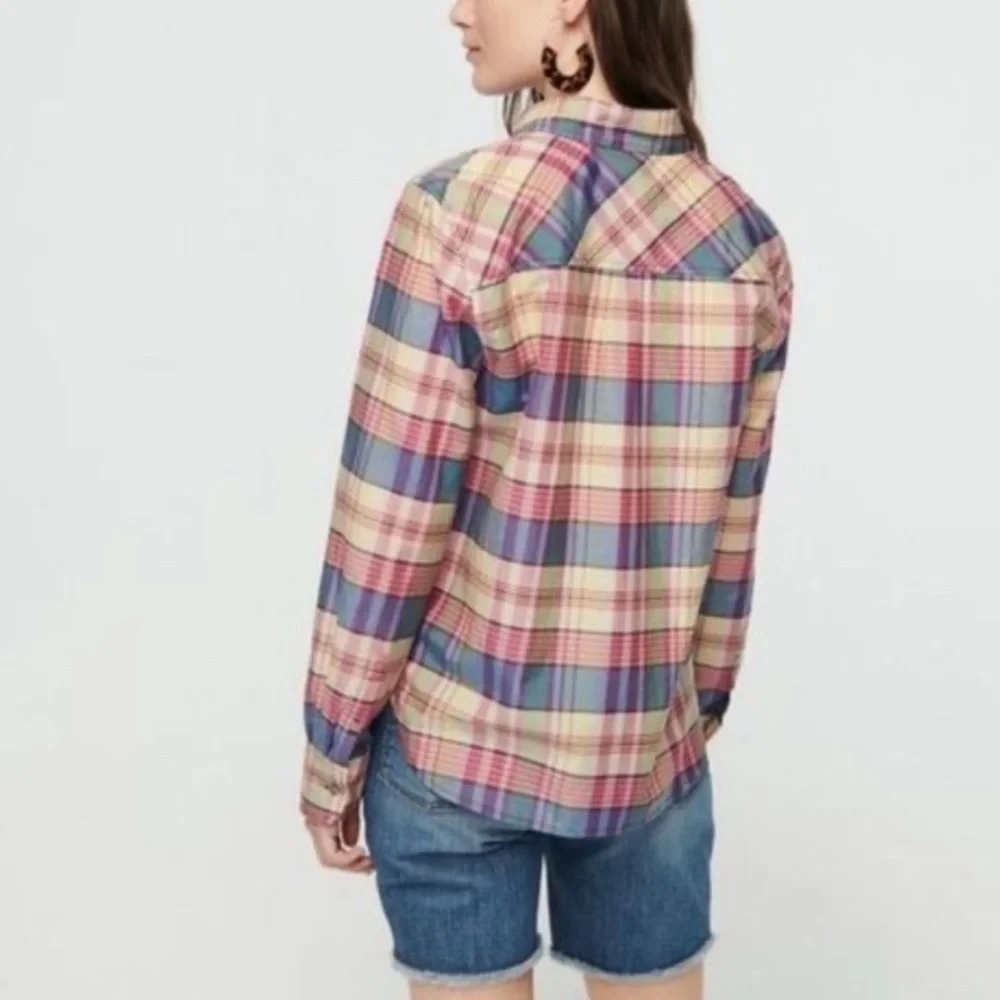 J.Crew Classic Popover Shirt Plaid Cotton Silk NWT